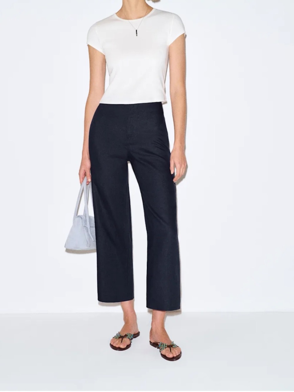 Reformation Justin Linen Straight-Leg Pants Black